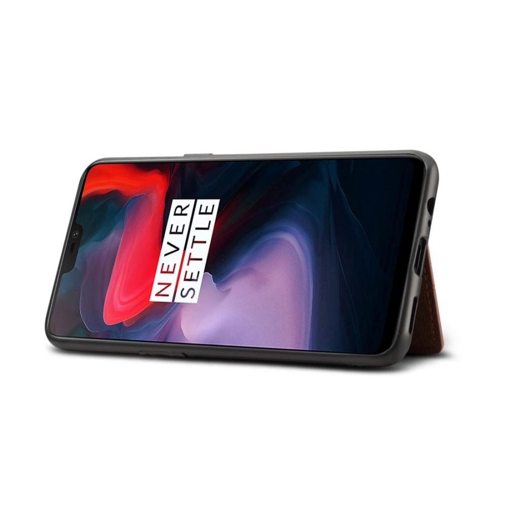 Dibase för OnePlus 6 - Skal med kortplats PU-läder