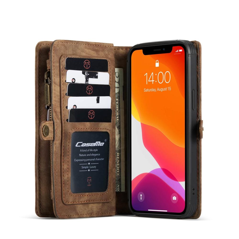 CaseMe Plånboksfodral med magnetskal för iPhone 12/12 Pro Brun