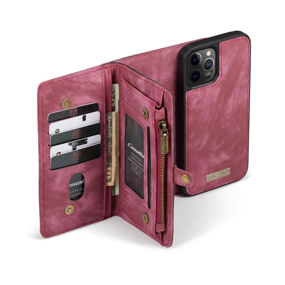 CaseMe Plånboksfodral med magnetskal för iPhone 12/12 Pro Röd