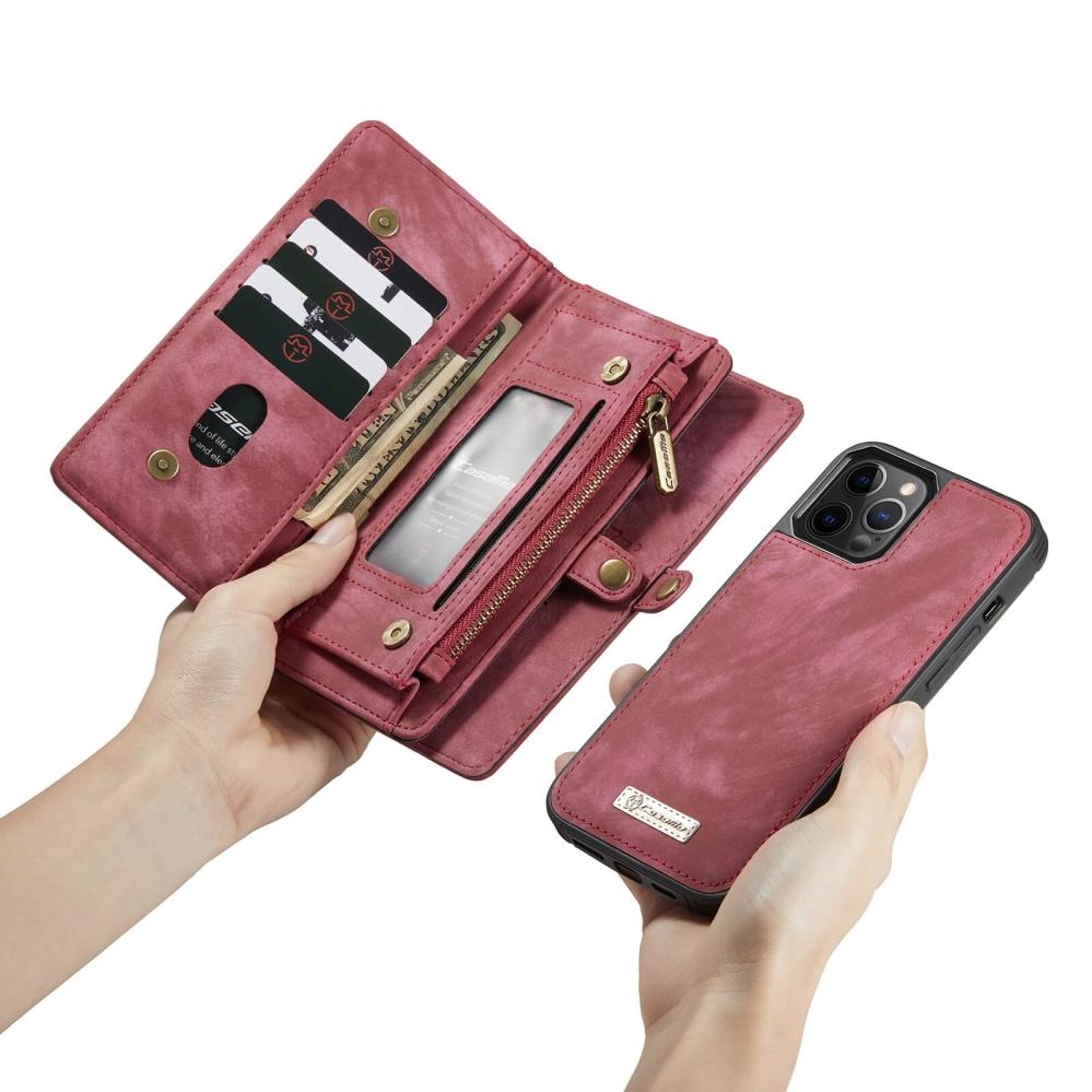 CaseMe Plånboksfodral med magnetskal för iPhone 12/12 Pro Röd