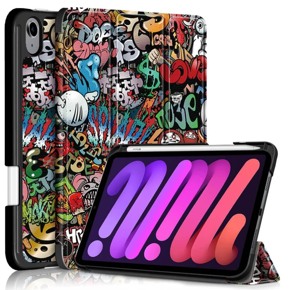 Fodral Graffitimönster till iPad 6 Mini 2021 med 3-delat ställ Tri-Fold