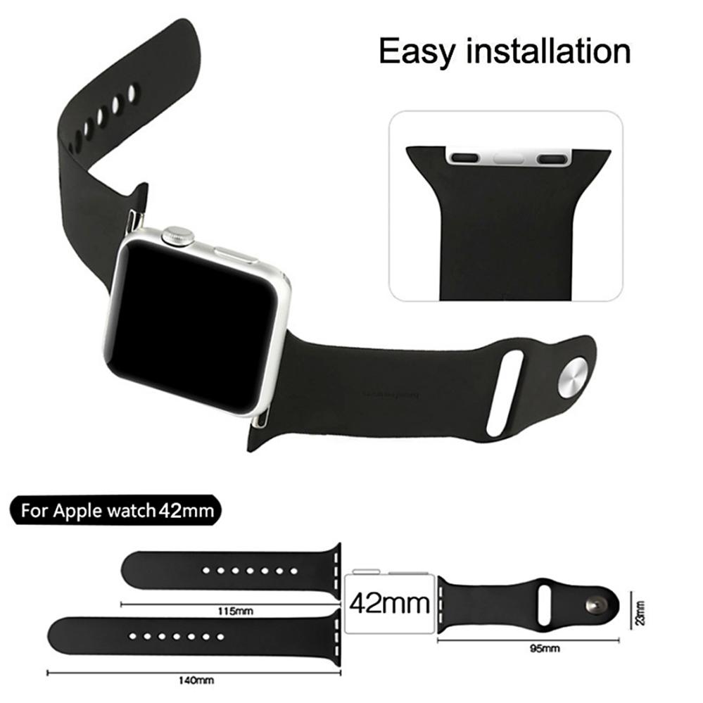 Silikonarmband Svart för Apple Watch 42/44/45mm med stiftspänne