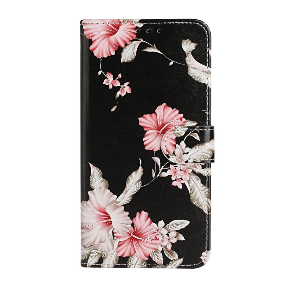Plånboksfodral för Huawei P smart (2020) - Svart med rosa blommor