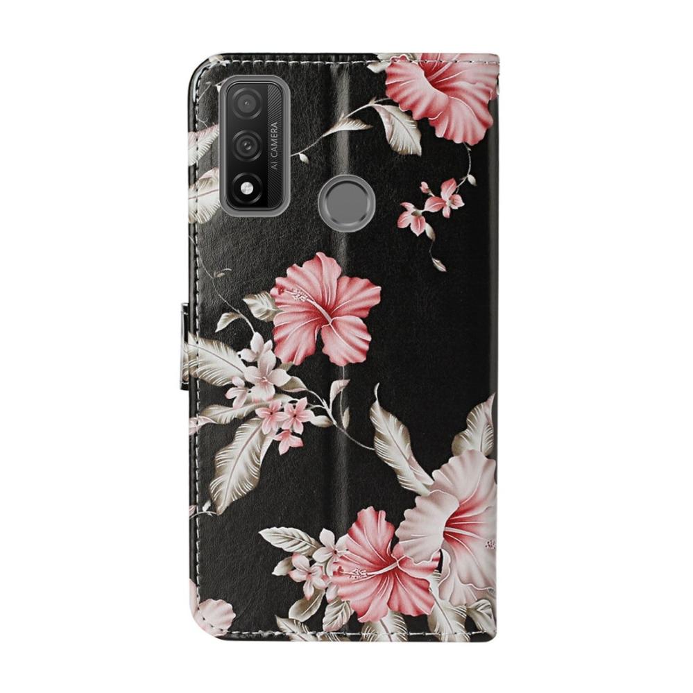 Plånboksfodral för Huawei P smart (2020) - Svart med rosa blommor