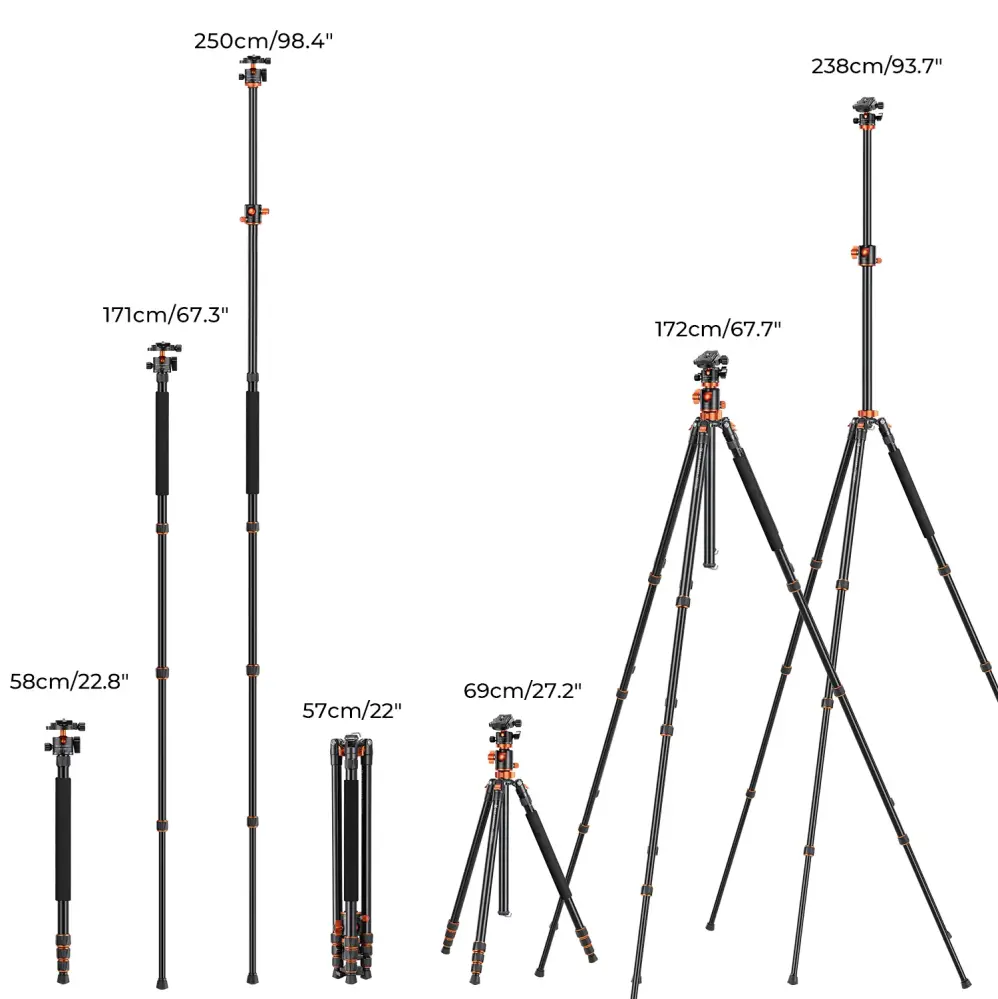 K&F Concept Kamerastativ med kulled & fällbar mittpelare 238cm från Kamda – snabb leverans och trygg e-handel
