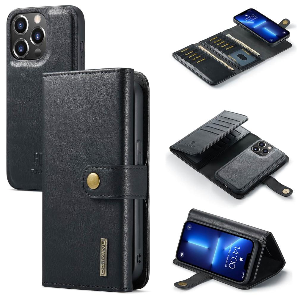 DG.MING Plånboksfodral med magnetskal för iPhone 13 Pro Max Svart