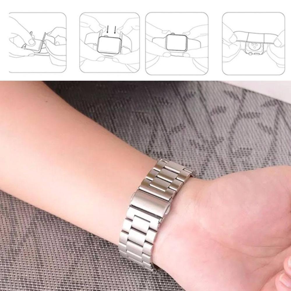 Armband för Apple Watch 42/44/45mm kedja Svart