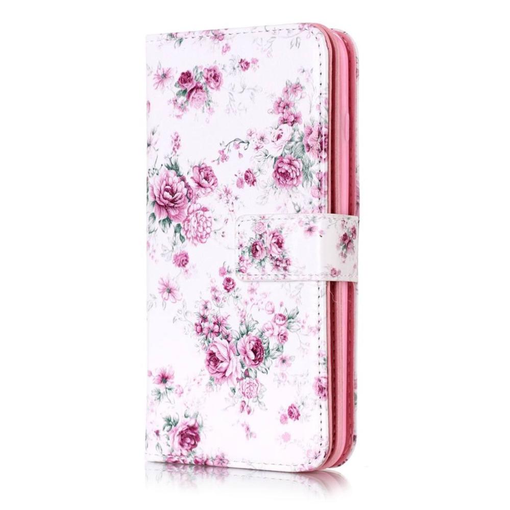 Plånboksfodral för iPhone 8/7 Plus - Vit med blommor