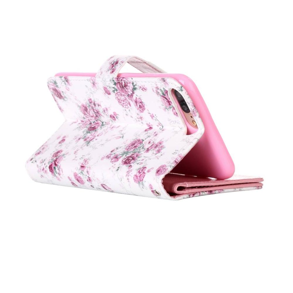 Plånboksfodral för iPhone 8/7 Plus - Vit med blommor