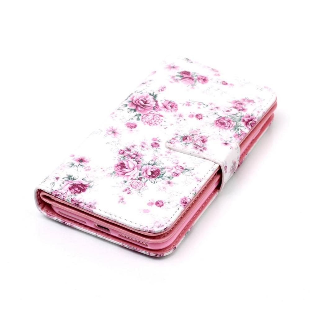 Plånboksfodral för iPhone 8/7 Plus - Vit med blommor