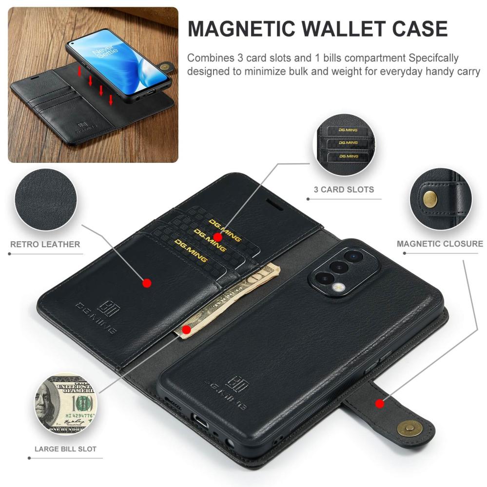 DG.MING Plånboksfodral med magnetskal för OnePlus Nord 2 5G