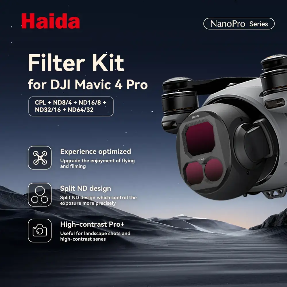  Haida NanoPro 5-delars filterkit för DJI Mavic 4 Pro – CPL + ND8–ND64 från Kamda – snabb leverans och trygg e-handel