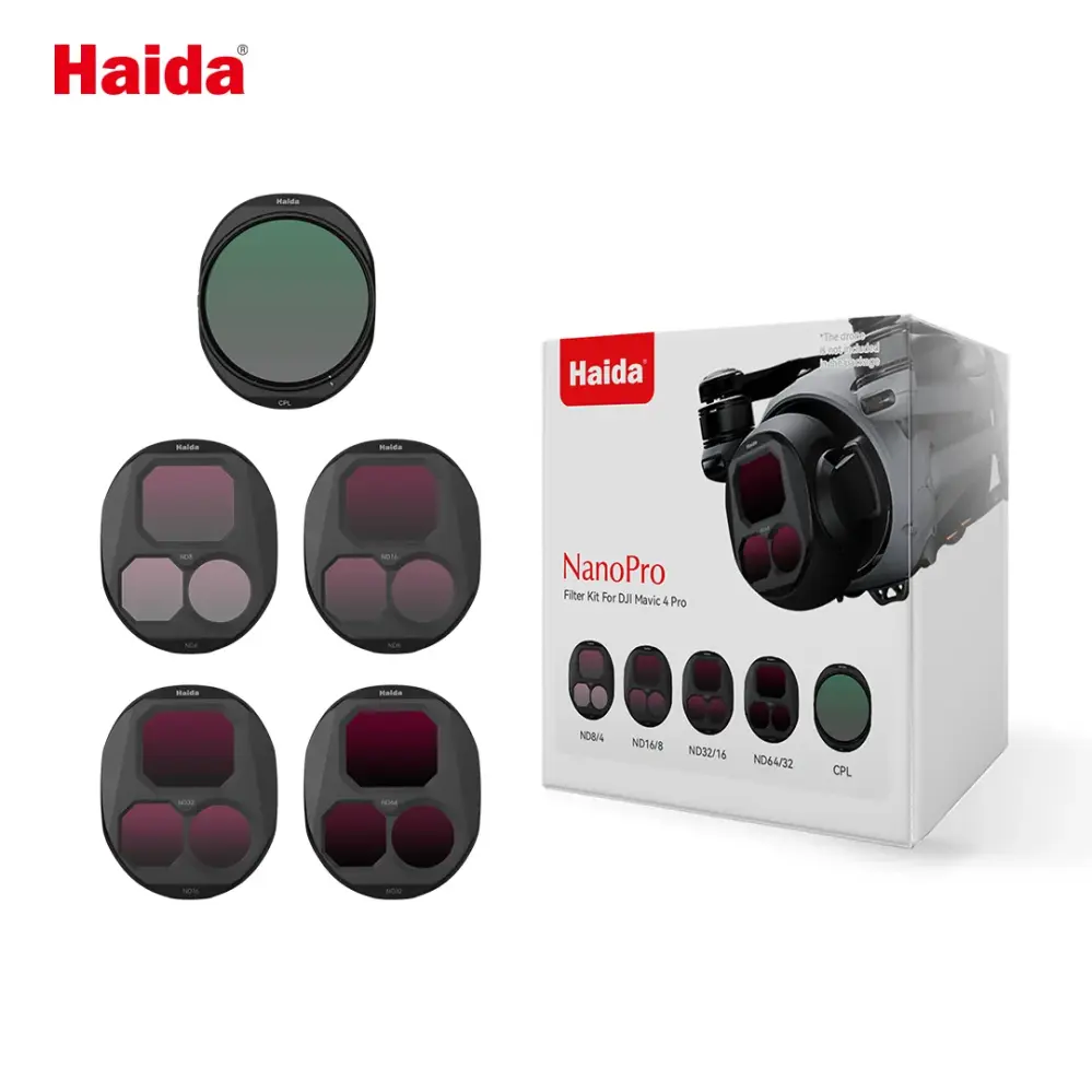  Haida NanoPro 5-delars filterkit för DJI Mavic 4 Pro – CPL + ND8–ND64 från Kamda – snabb leverans och trygg e-handel
