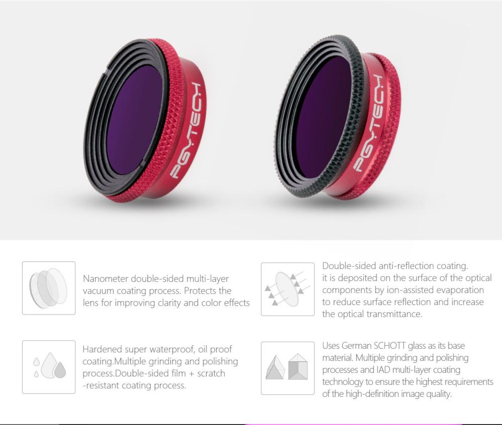 PGYTECH 6i1 Filter Pro för Mavic Air: UV, CPL, ND4, ND8, ND16, ND32