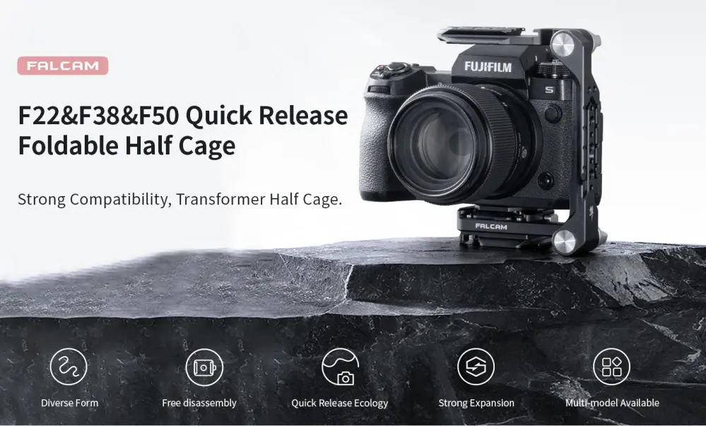 Falcam F22/F38/F50 Vikbar Kamerabur – Kompakt Half Cage