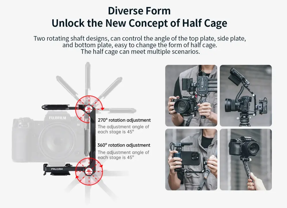 Falcam F22/F38/F50 Vikbar Kamerabur – Kompakt Half Cage