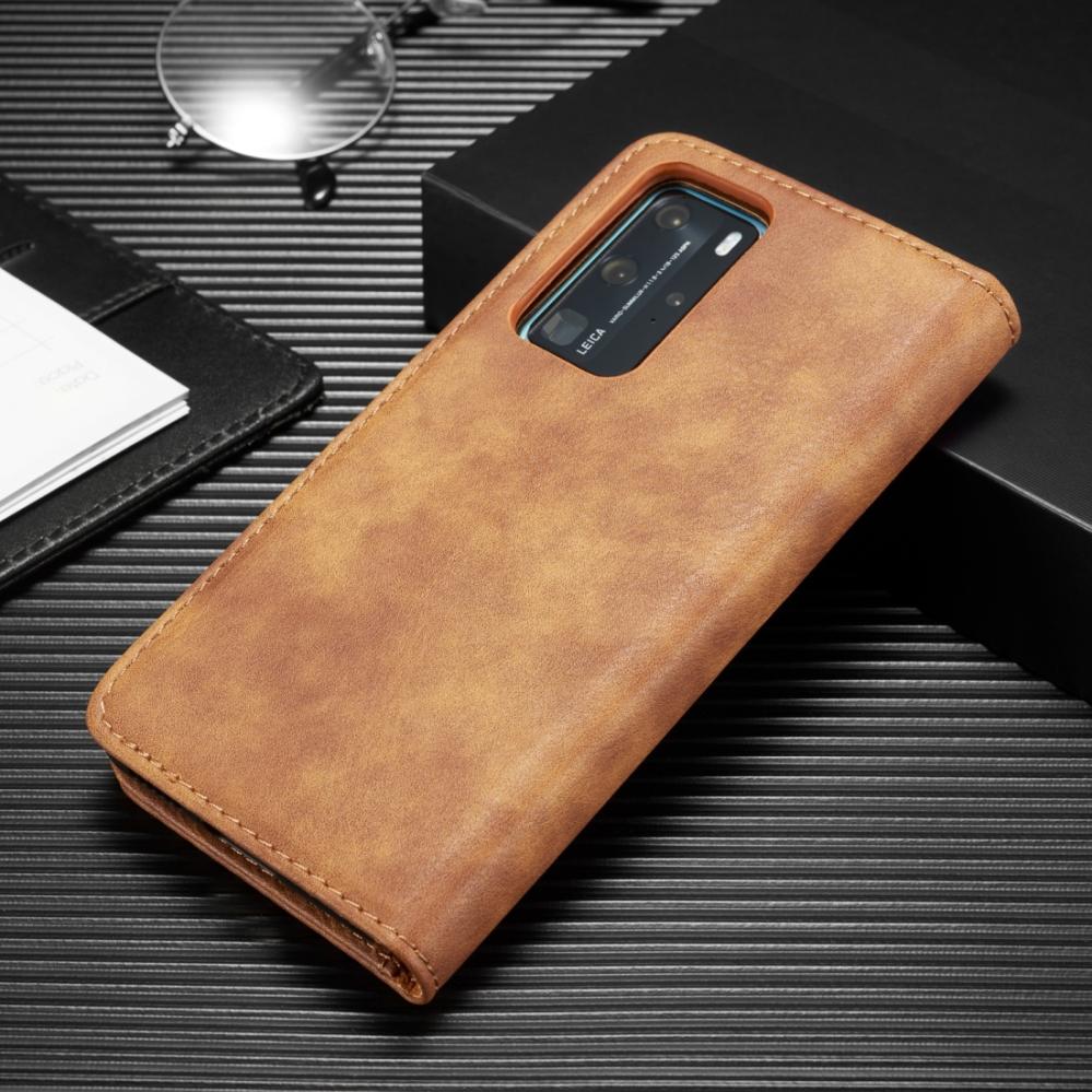 DG.MING Plånboksfodral med magnetskal för Huawei P40 Pro Brun