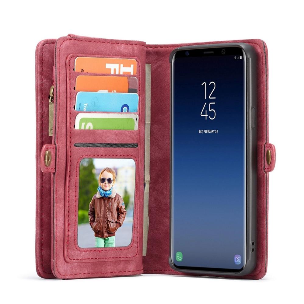 CaseMe Plånboksfodral med magnetskal för Galaxy S9 Röd