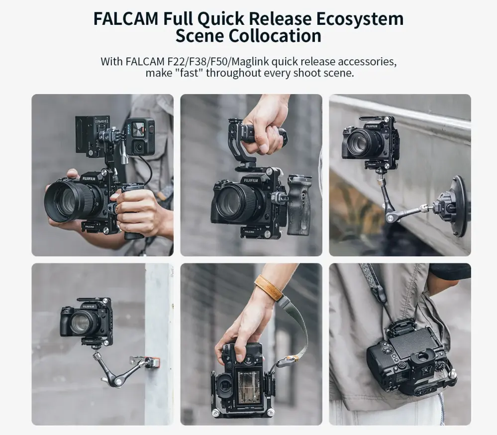 Falcam F22/F38/F50 Vikbar Kamerabur – Kompakt Half Cage