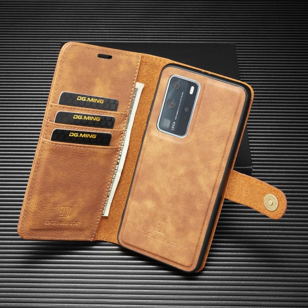 DG.MING Plånboksfodral med magnetskal för Huawei P40 Pro Brun