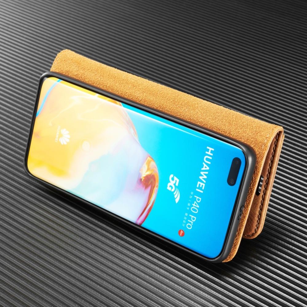 DG.MING Plånboksfodral med magnetskal för Huawei P40 Pro Brun