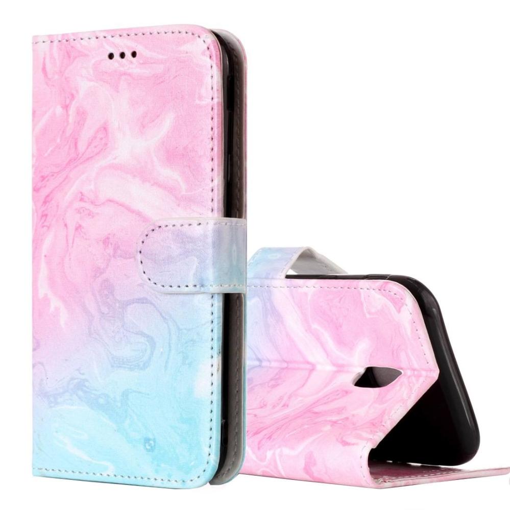 Plånboksfodral för Galaxy J5 - Marmor grön/rosa