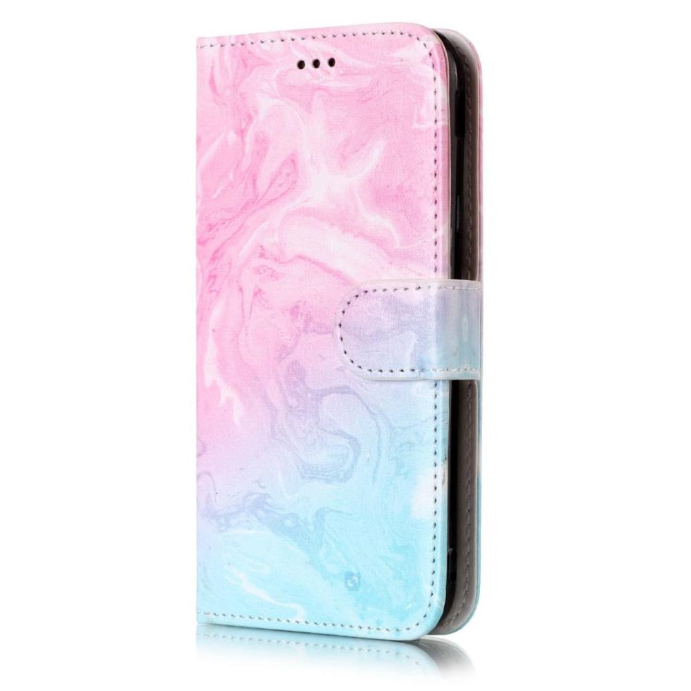 Plånboksfodral för Galaxy J5 - Marmor grön/rosa