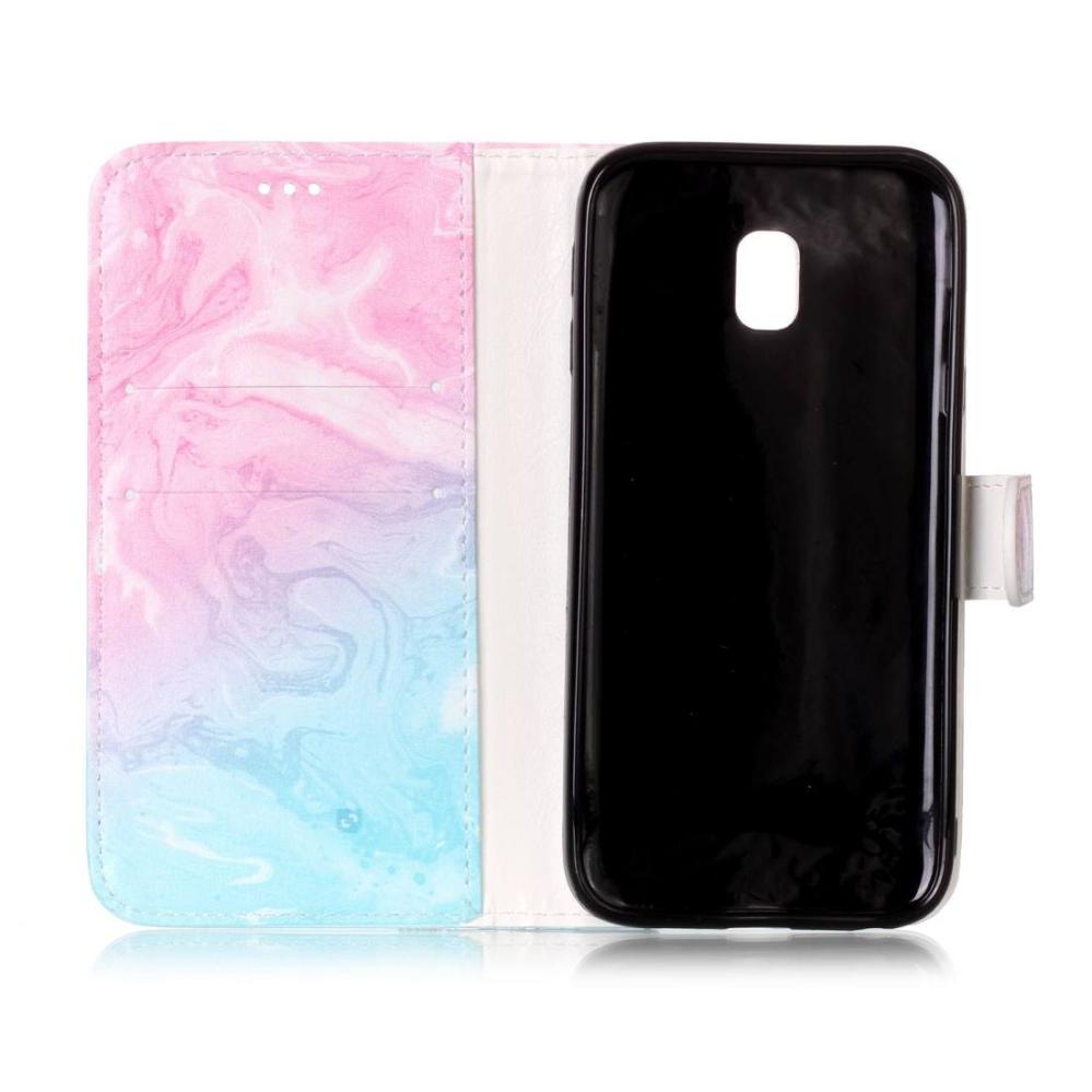 Plånboksfodral för Galaxy J5 - Marmor grön/rosa