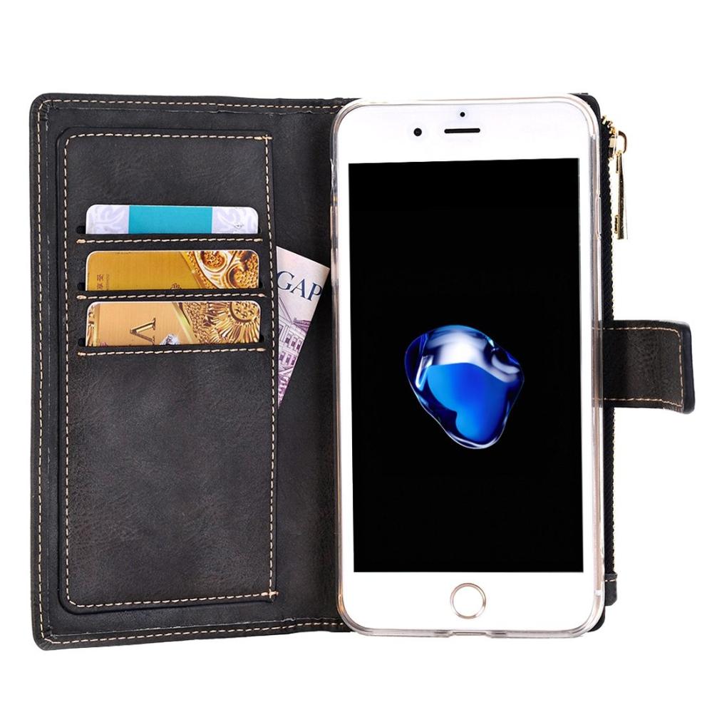 Plånboksfodral för iPhone 7Plus/ 8Plus Svart - Retro med magnetskal PU-läder