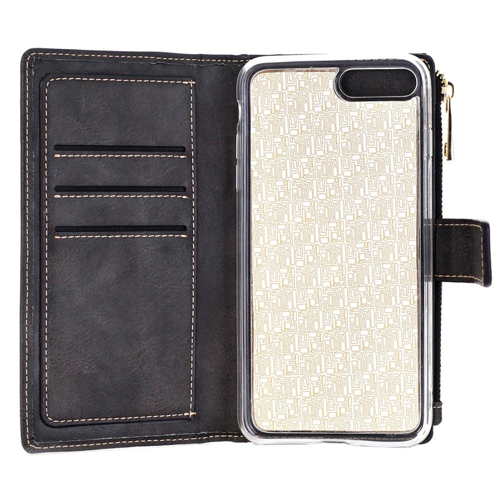 Plånboksfodral för iPhone 7Plus/ 8Plus Svart - Retro med magnetskal PU-läder