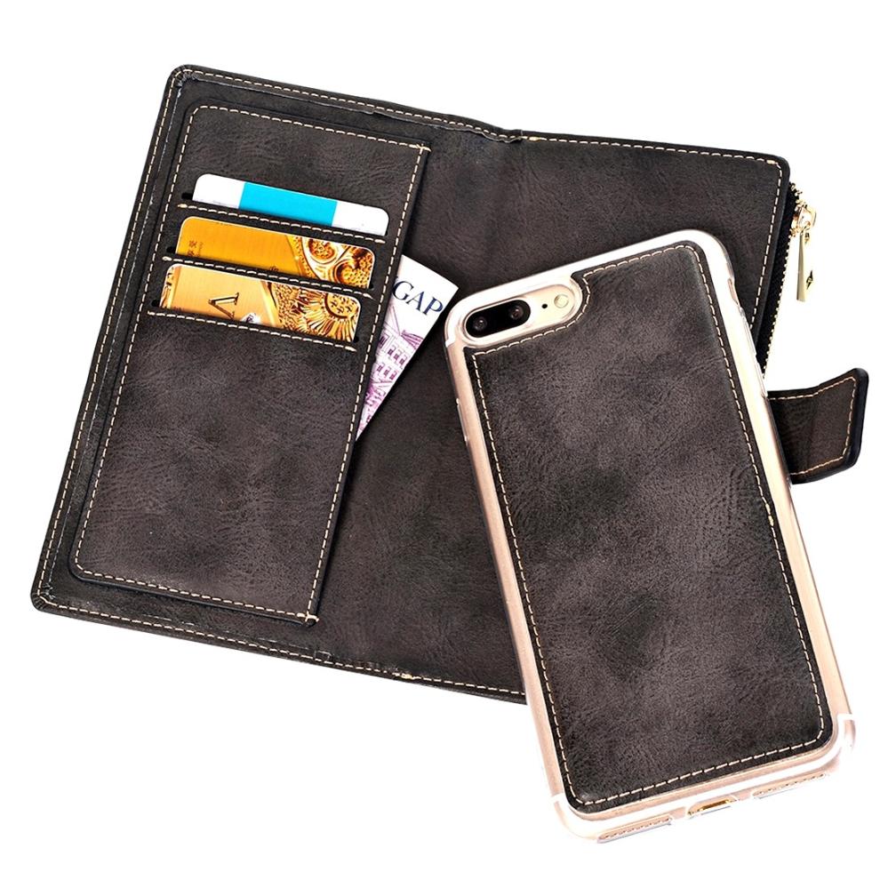 Plånboksfodral för iPhone 7Plus/ 8Plus Svart - Retro med magnetskal PU-läder