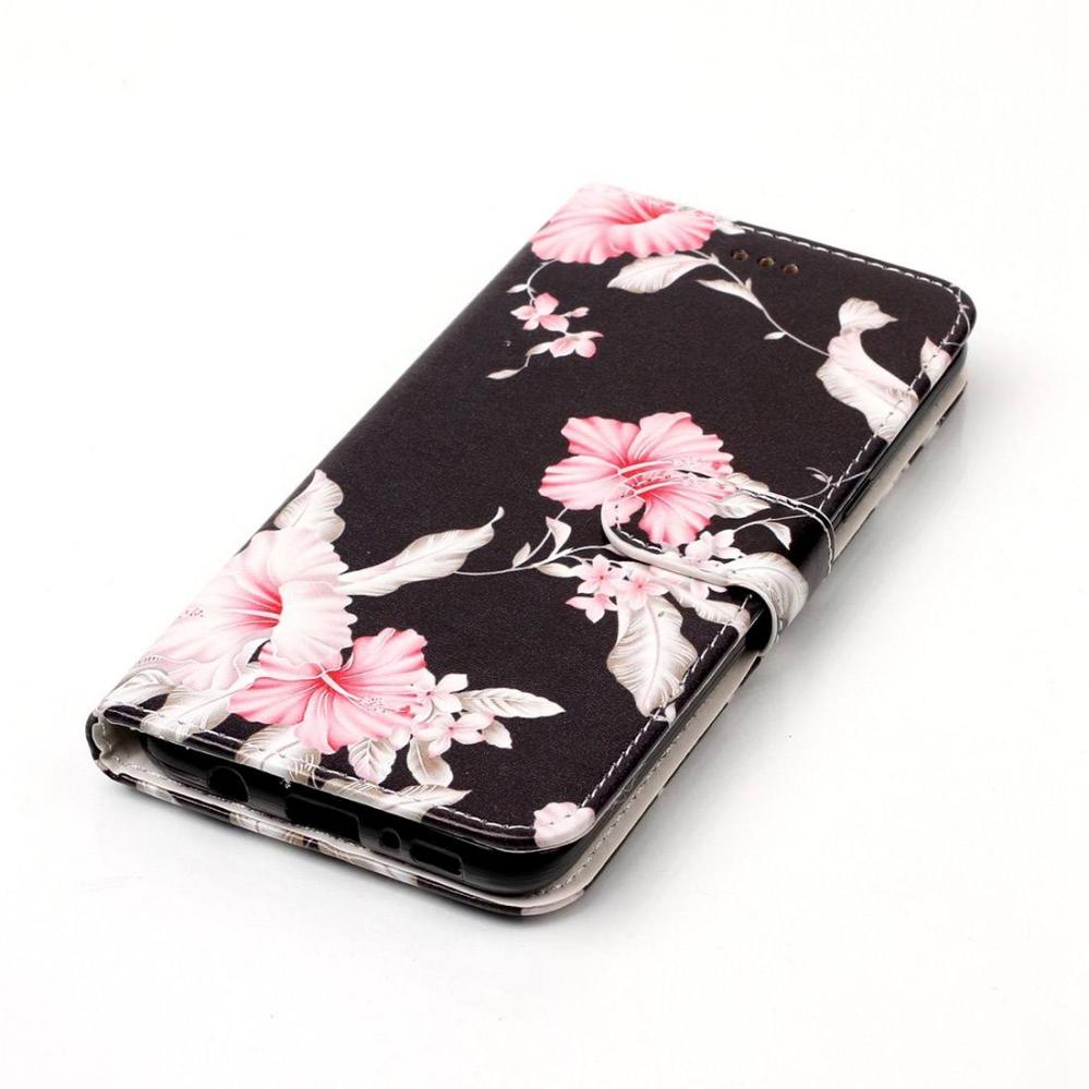  Plånboksfodral för Galaxy S8 - Svart med rosa blommor