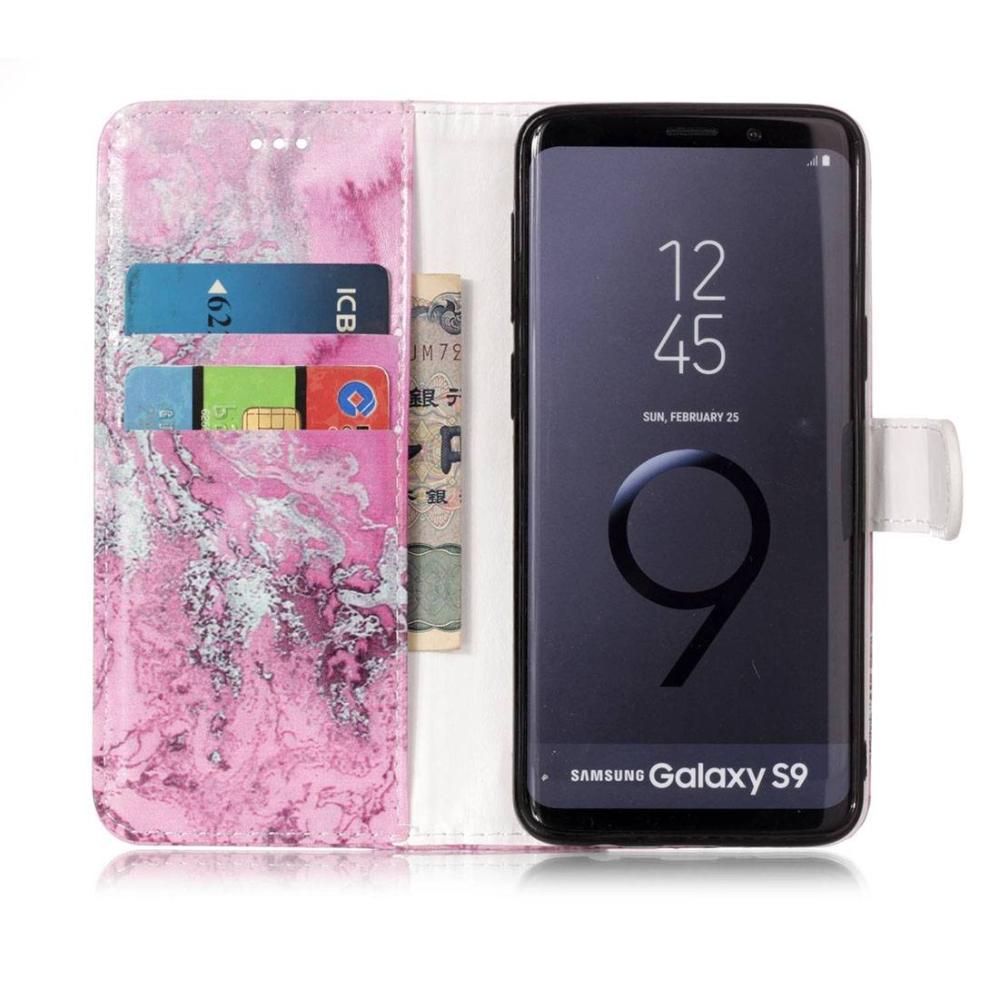 Plånboksfodral för Galaxy S9 - Rosa vågmönster