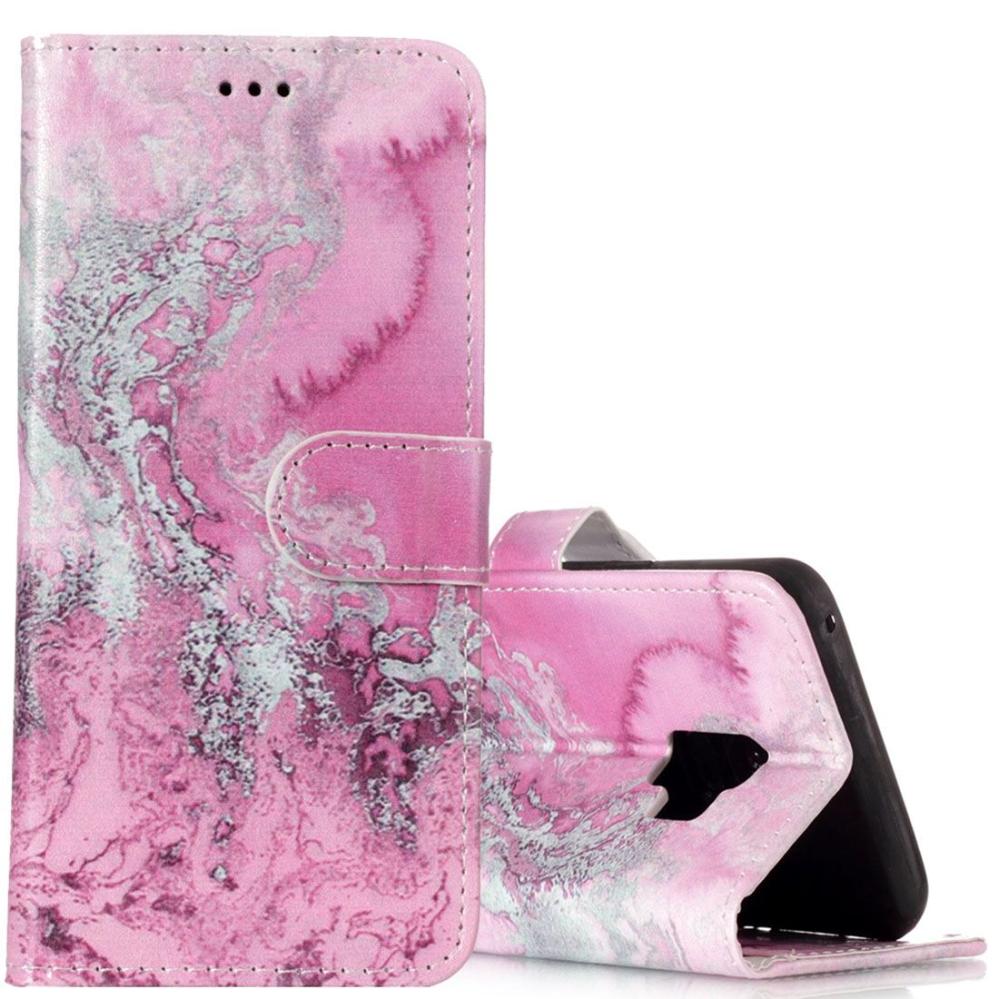 Plånboksfodral för Galaxy S9 - Rosa vågmönster