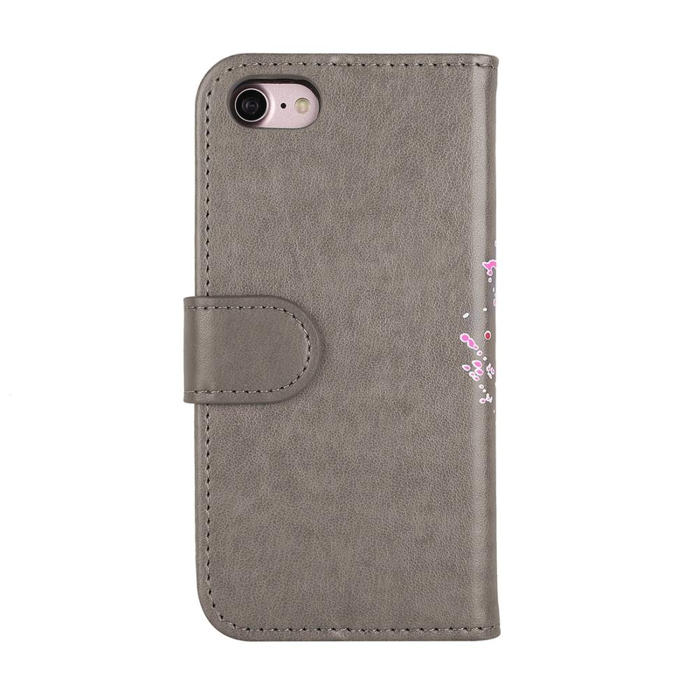  Plånboksfodral för iPhone 7/8 - Grå med rosa flamingo