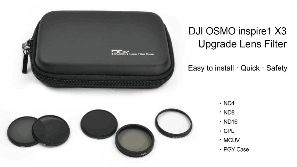  PGYTECH Filter-Kit (5 i 1) ND4, ND8, ND16, CPL, UV för DJI Inspire 1 / Osmo X3