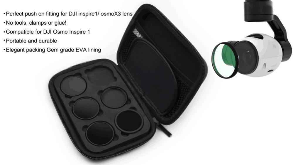  PGYTECH Filter-Kit (5 i 1) ND4, ND8, ND16, CPL, UV för DJI Inspire 1 / Osmo X3