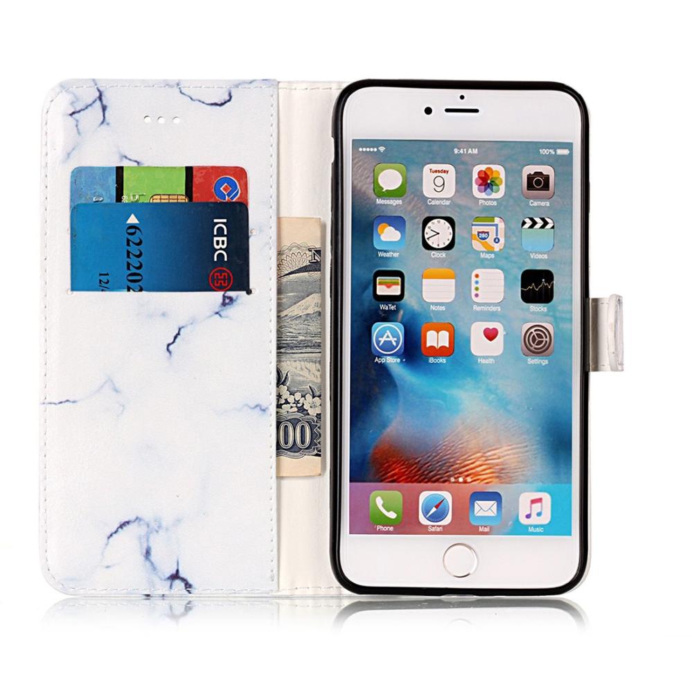 Plånboksfodral för iPhone 7 Plus & 8 Plus - Marmor Vit