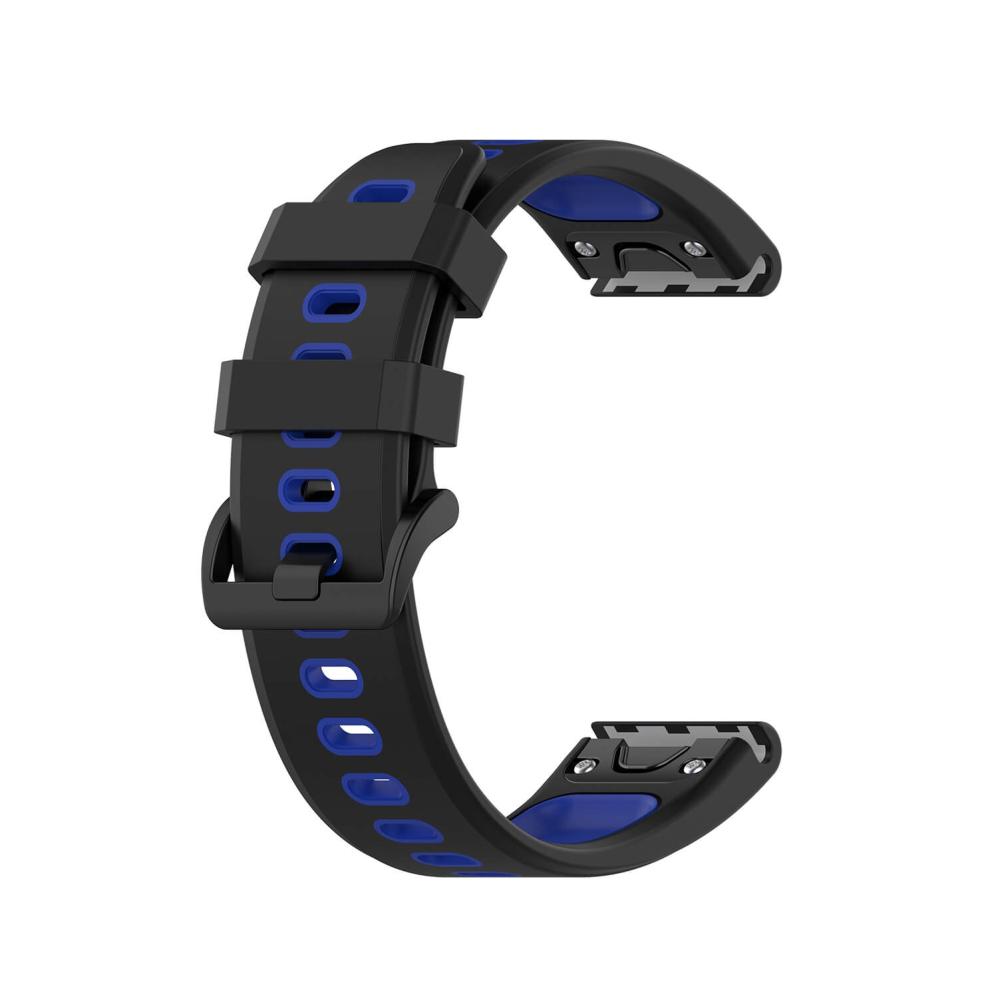 Silikonarmband 22mm Blå & Svart för Garmin Fenix 5/5 Pro/6/6 Pro/7/Epix