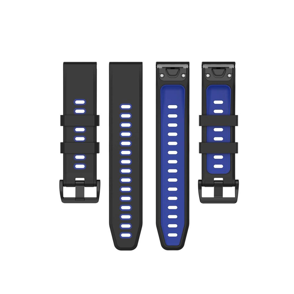 Silikonarmband 22mm Blå & Svart för Garmin Fenix 5/5 Pro/6/6 Pro/7/Epix