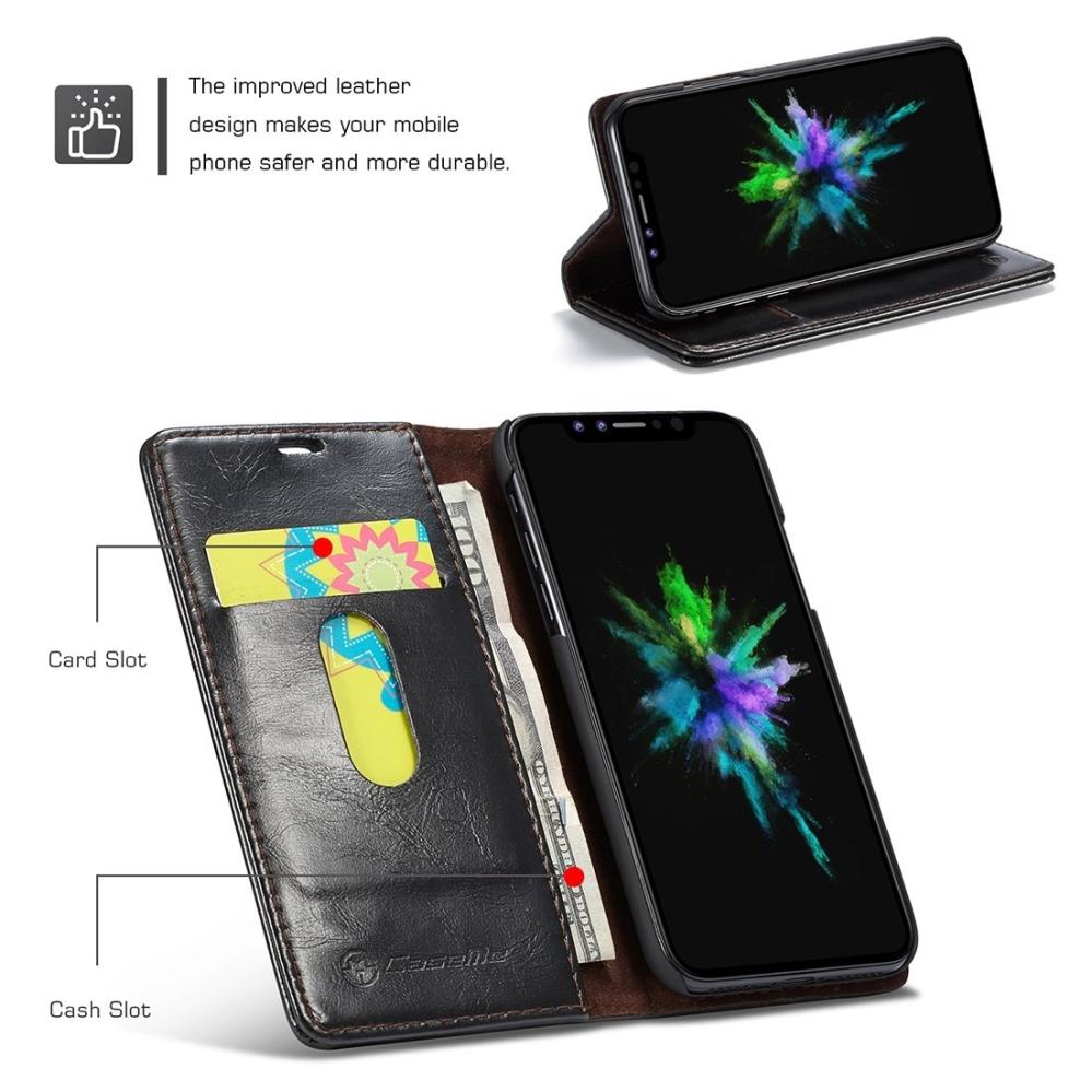 CaseMe Plånboksfodral med kortplats för iPhone X Svart-003