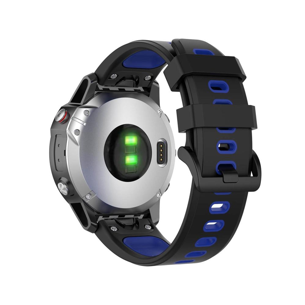 Silikonarmband 22mm Blå & Svart för Garmin Fenix 5/5 Pro/6/6 Pro/7/Epix