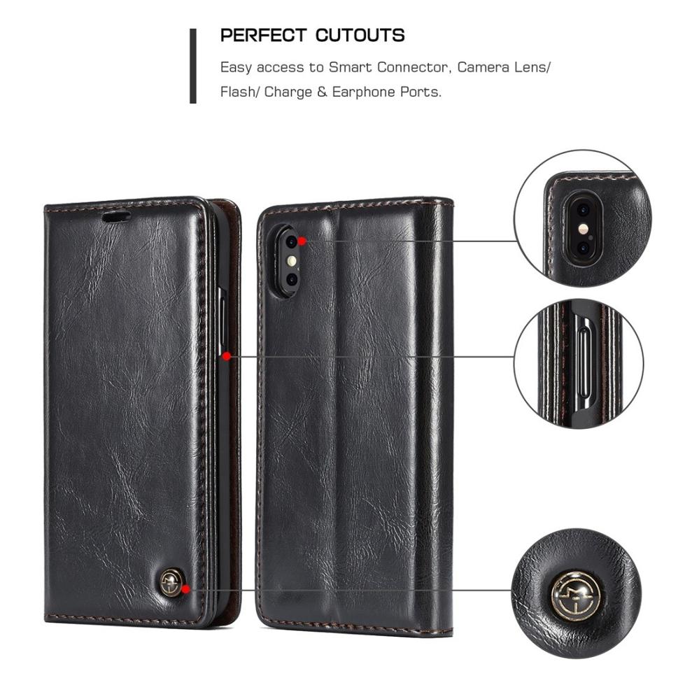 CaseMe Plånboksfodral med kortplats för iPhone X Svart-003