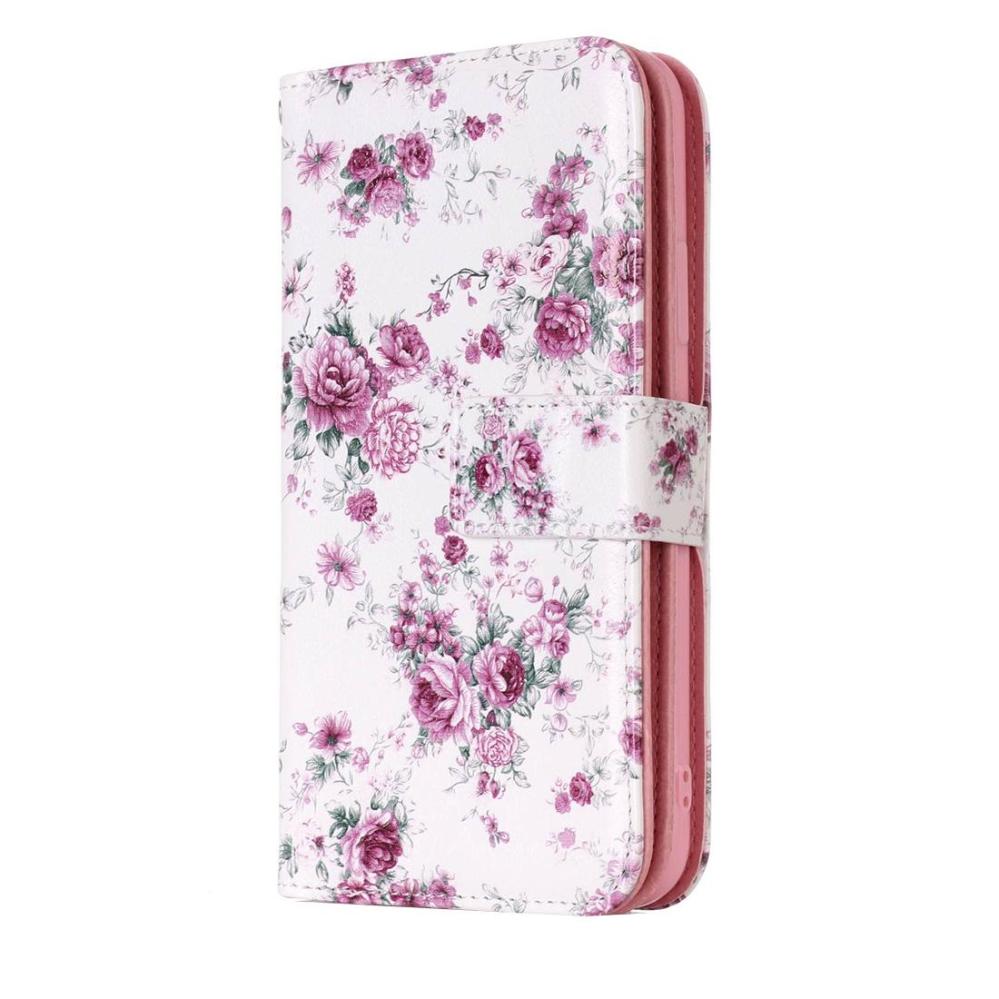 Plånboksfodral för iPhone X - Vit med rosa rosor