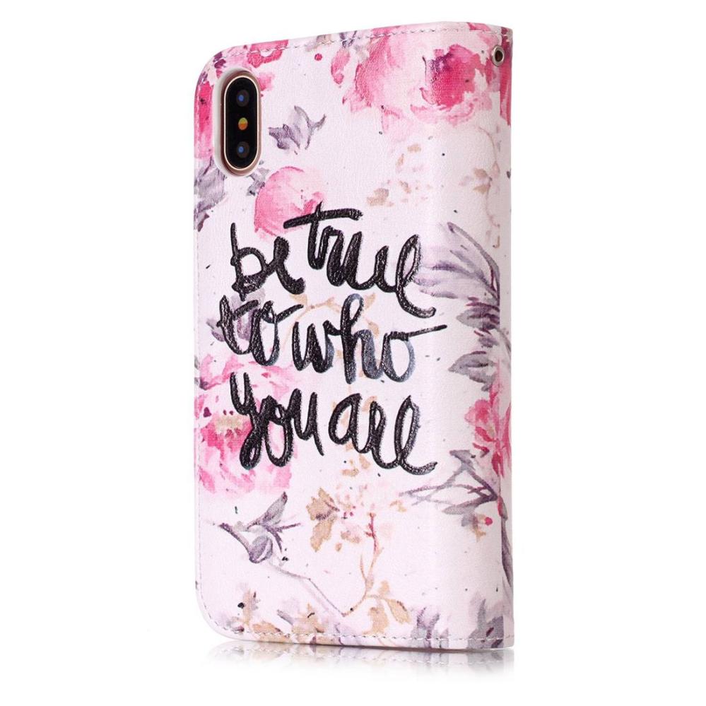Plånboksfodral för iPhone X/XS - Be True To Who You Are Blommig