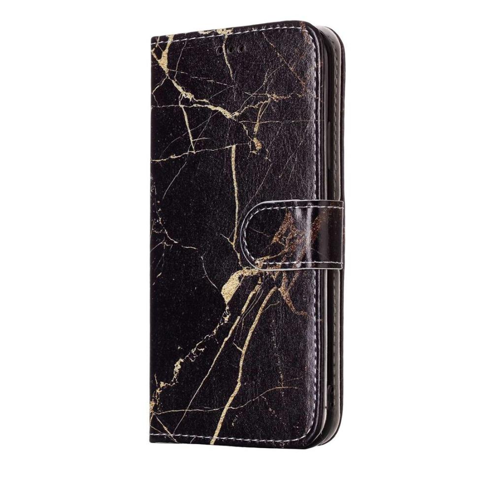 Plånboksfodral för iPhone X / XS - Marmor Svart & guld