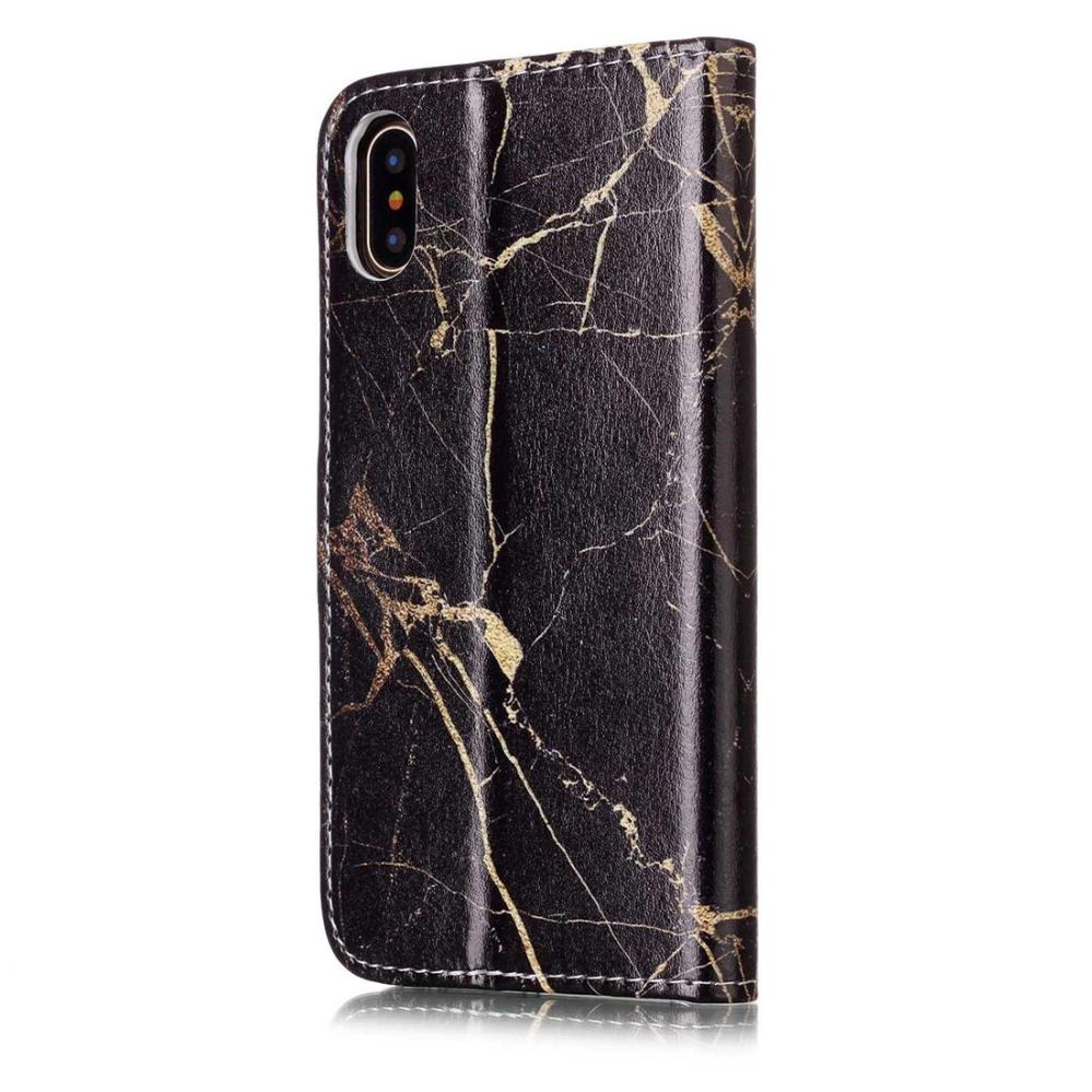 Plånboksfodral för iPhone X / XS - Marmor Svart & guld