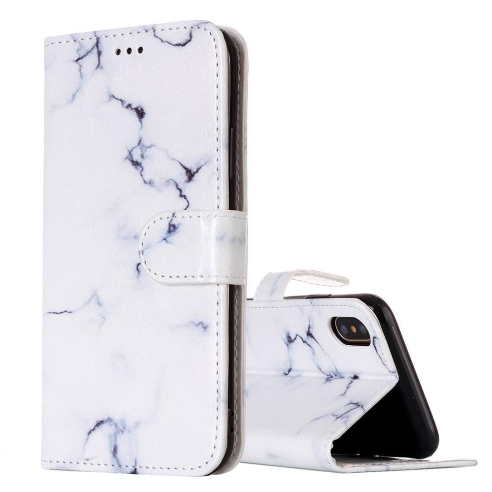 Plånboksfodral för iPhone X / XS - Vit marmor