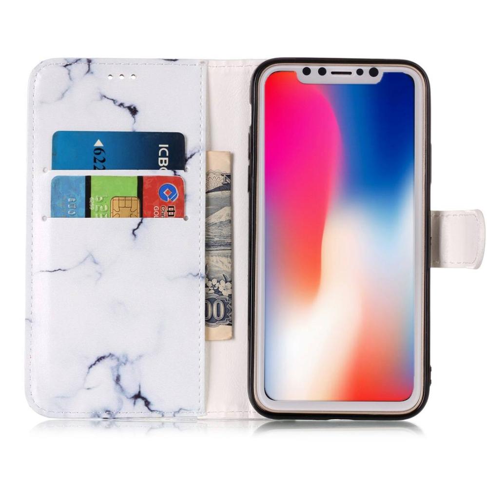 Plånboksfodral för iPhone X / XS - Vit marmor
