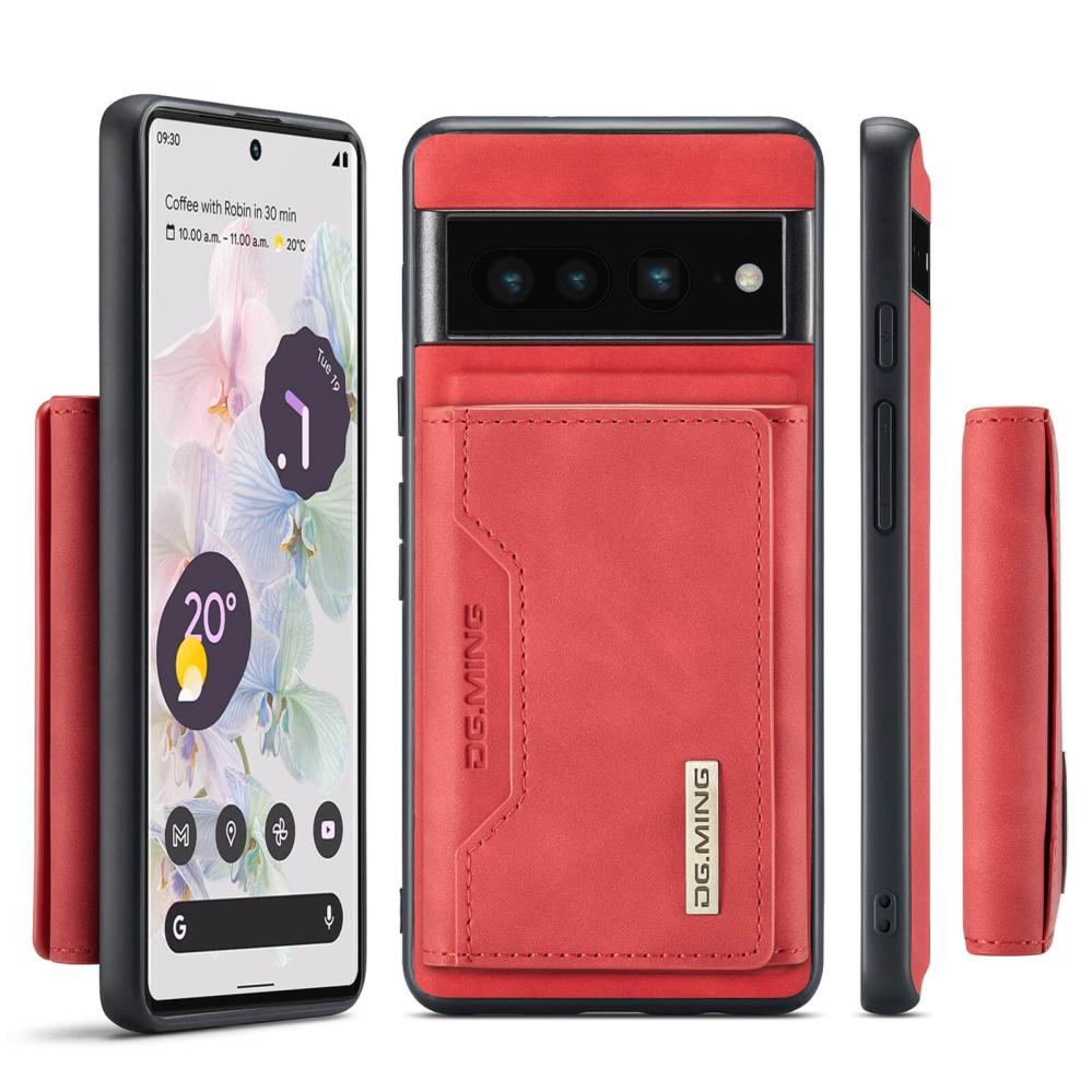 DG.MING 2 i 1 Vikbar plånbok & magnetiskt skal för Google Pixel 7 Pro Röd
